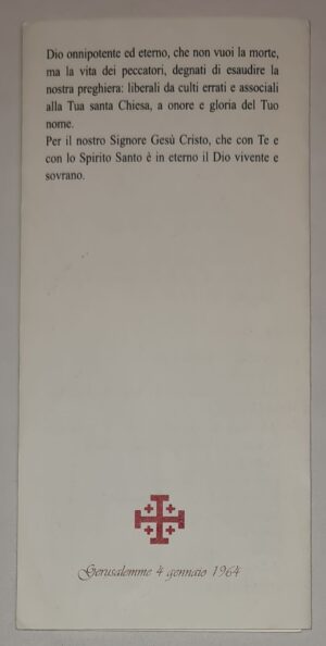 Papież Paweł VI Modlitwa Bazylika Grobu Świętego Jerozolima 4 styczeń 1964 r. - folder
