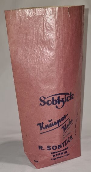 Fabryka słodyczy R. Sobtzick Rybnik okupacja R. Sobczyk torebka firmowa, reklama