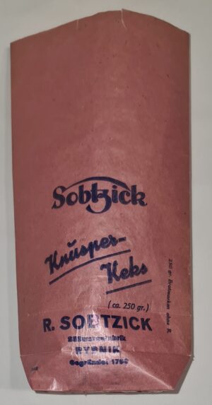 Fabryka słodyczy R. Sobtzick Rybnik okupacja R. Sobczyk torebka firmowa, reklama