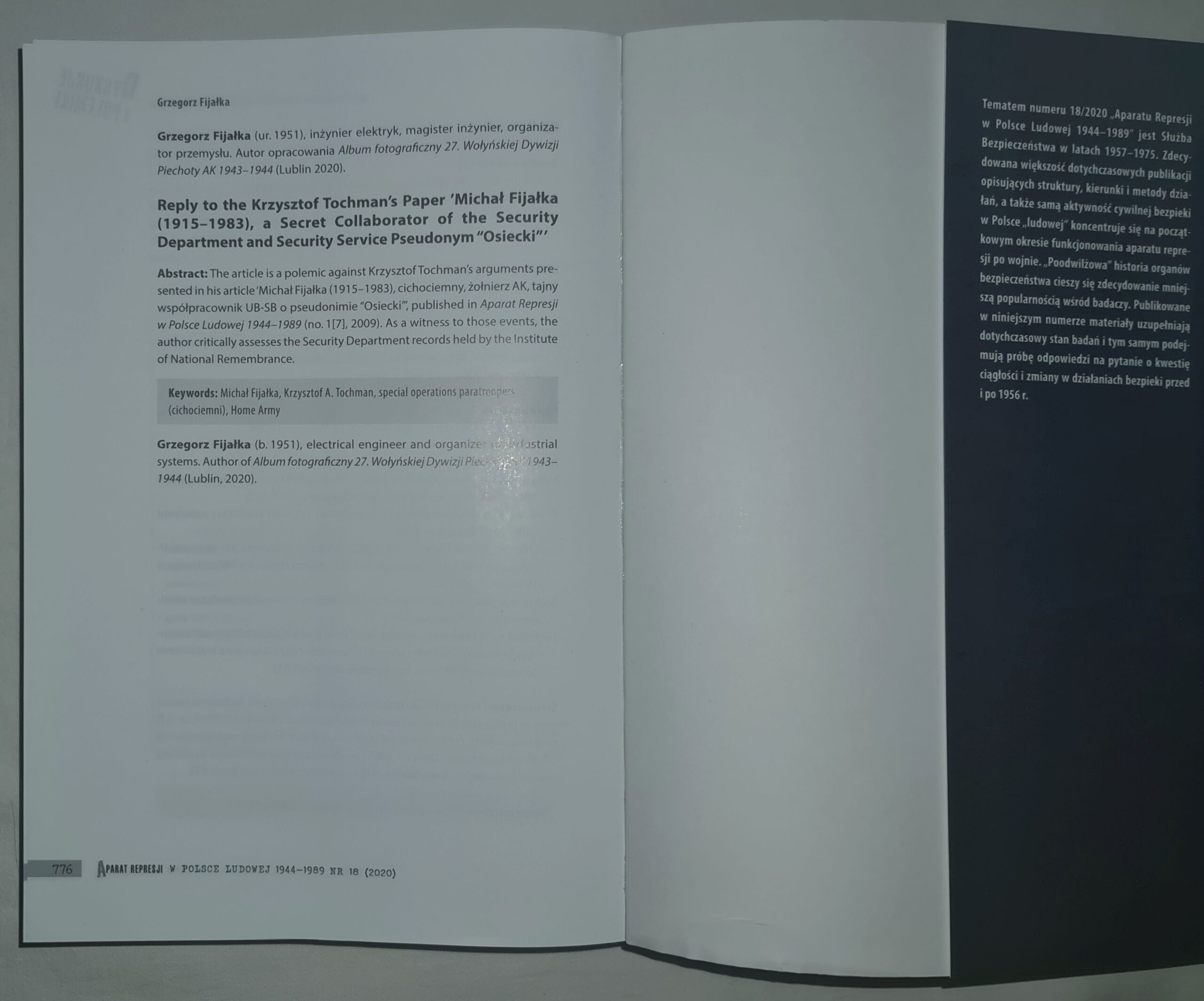 Aparat represji w Polsce Ludowej 1944-1989 Rocznik Nr 18 (2020)