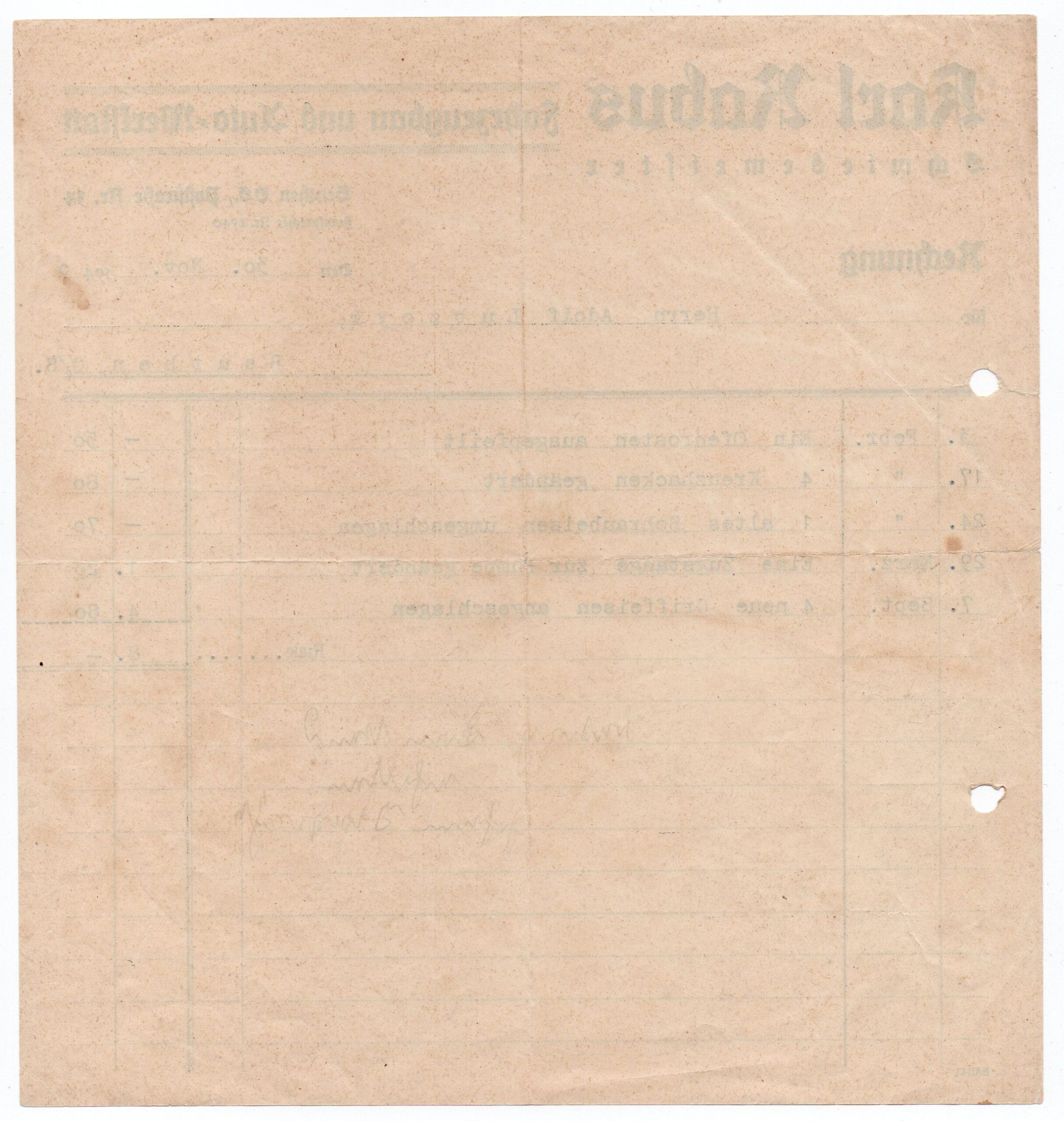 Beuthen O.S. Karl Rabus 1940 Kowal Budowa pojazdów Auto-naprawa / Bytom Mistrz Kowalski Warsztat samochodowy