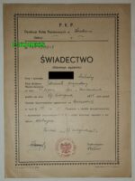 Świadectwo kolejowe P.K.P. D.O.K.P. Kraków 1948 - kolejarz - dróżnik przejazdowy
