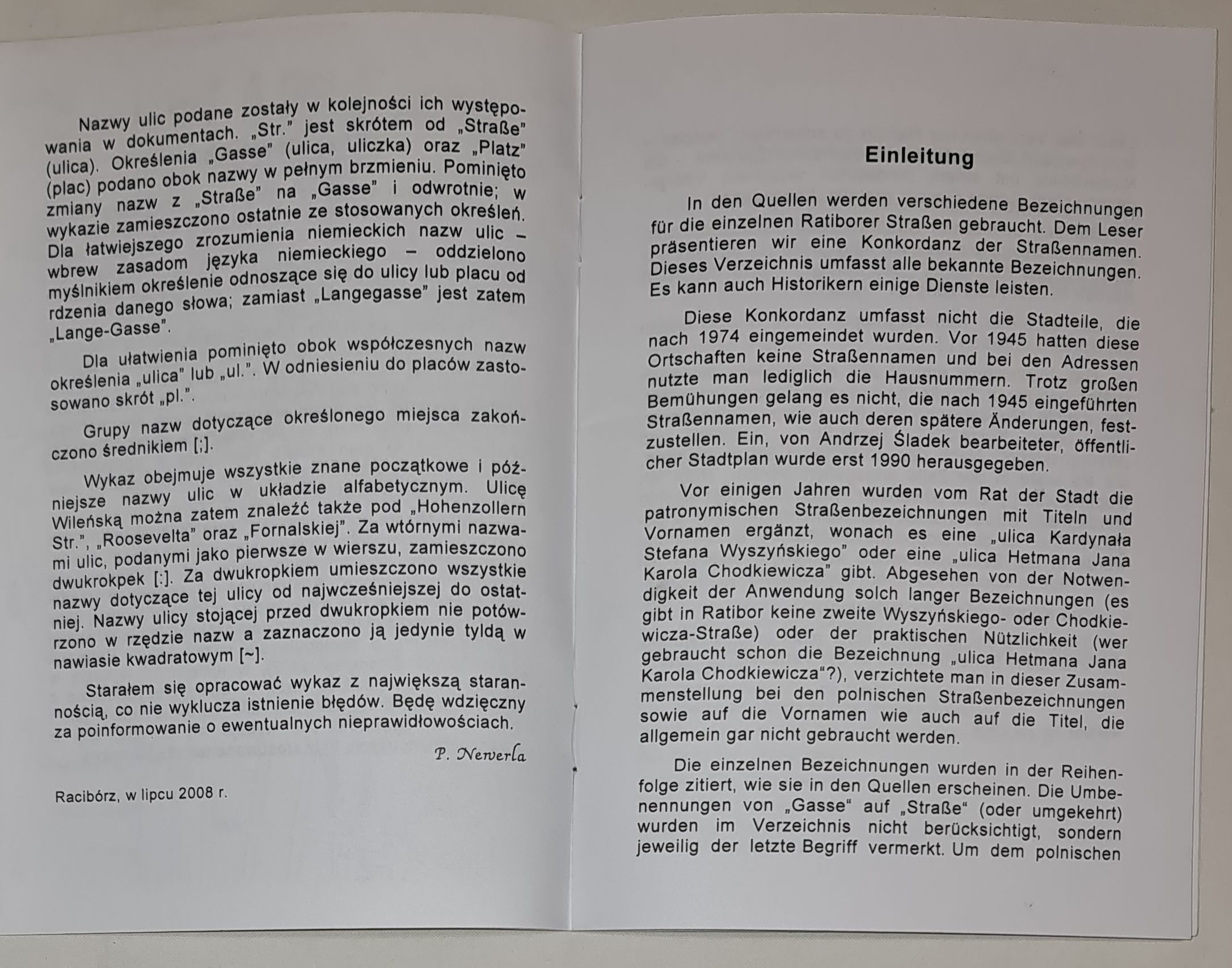 Konkordancja ulic Raciborza