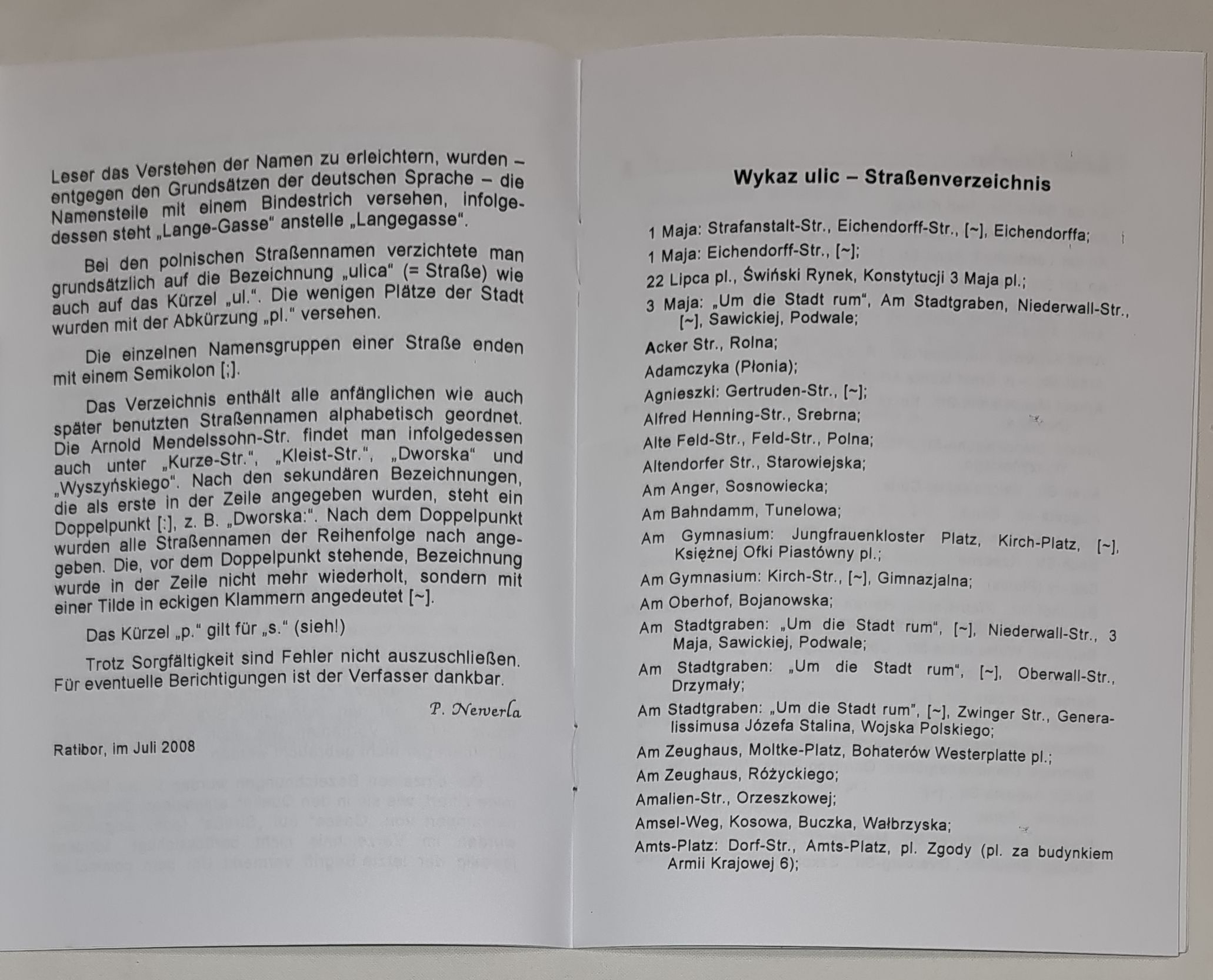 Konkordancja ulic Raciborza