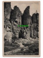 Sudetengau Postkarte Felsenstadt Wekelsdorf Eingang in den Dom / Okręg Sudety Pocztówka Skalne Miasto Teplice nad Metují Wejście do „Katedry”