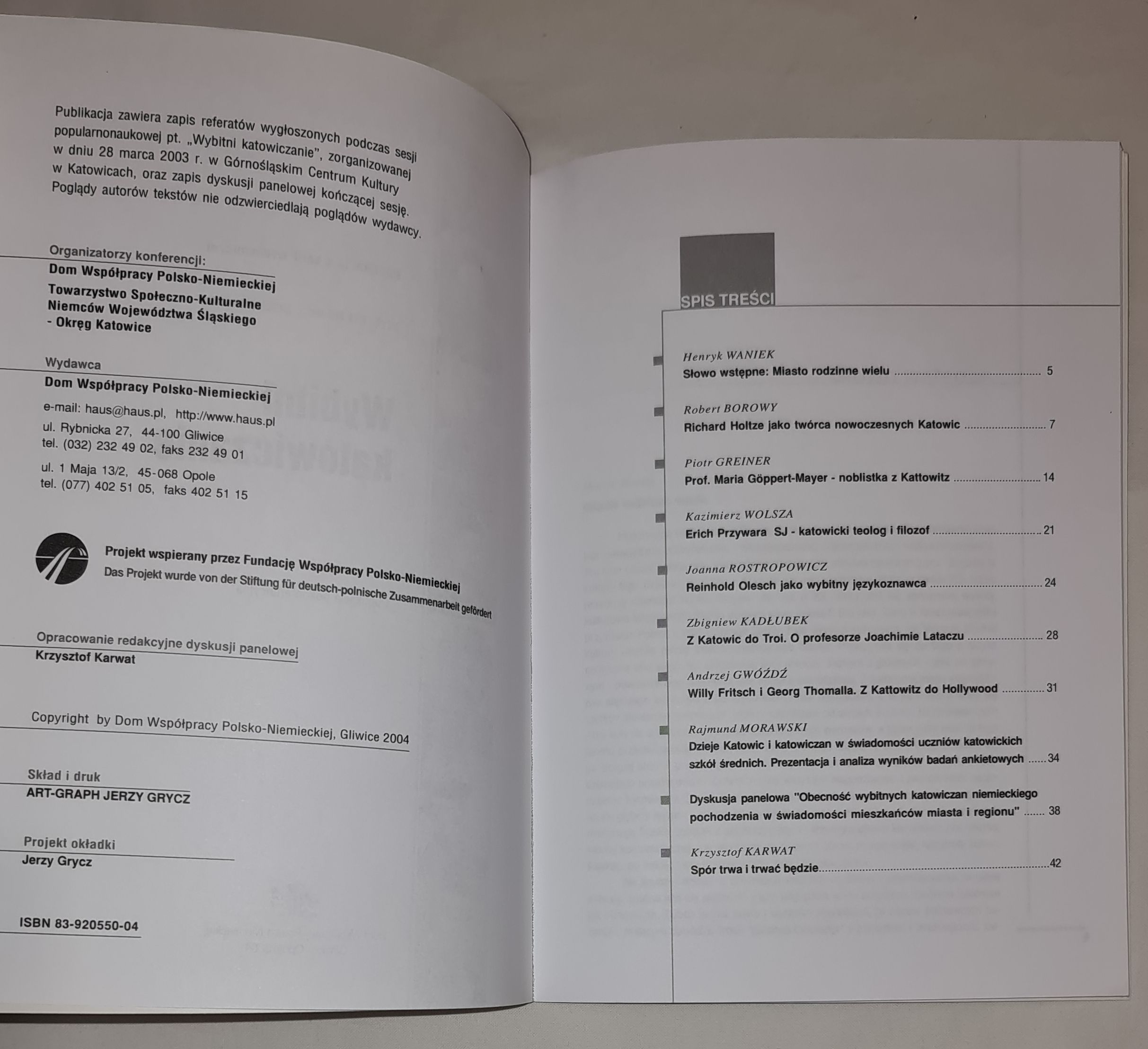 Wybitni Katowiczanie publikacja pokonferencyjna z cyklu sesji „Wybitni Niemcy Górnośląscy”