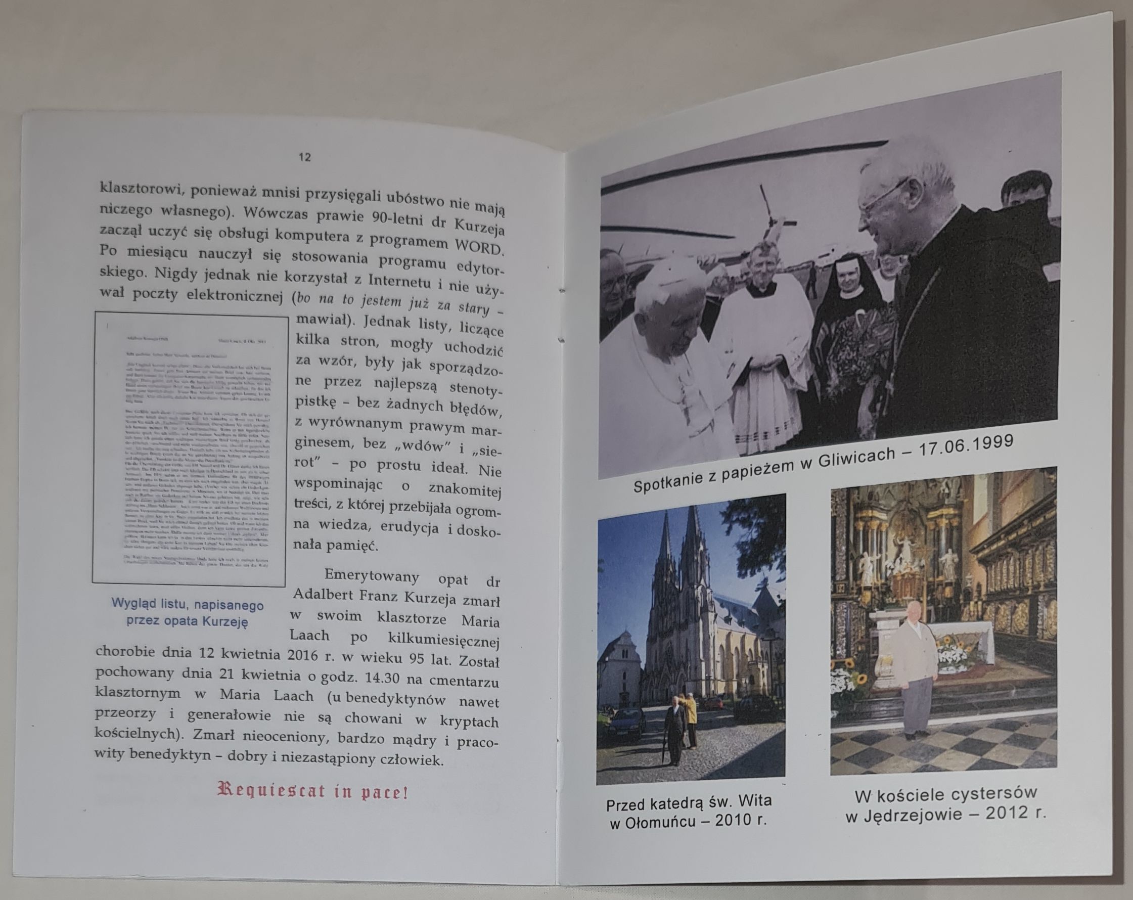 Dr Adalbert Kurzeja OSB (1920-2016) opat konwentu Maria Laach (1977-1990) in memoriam