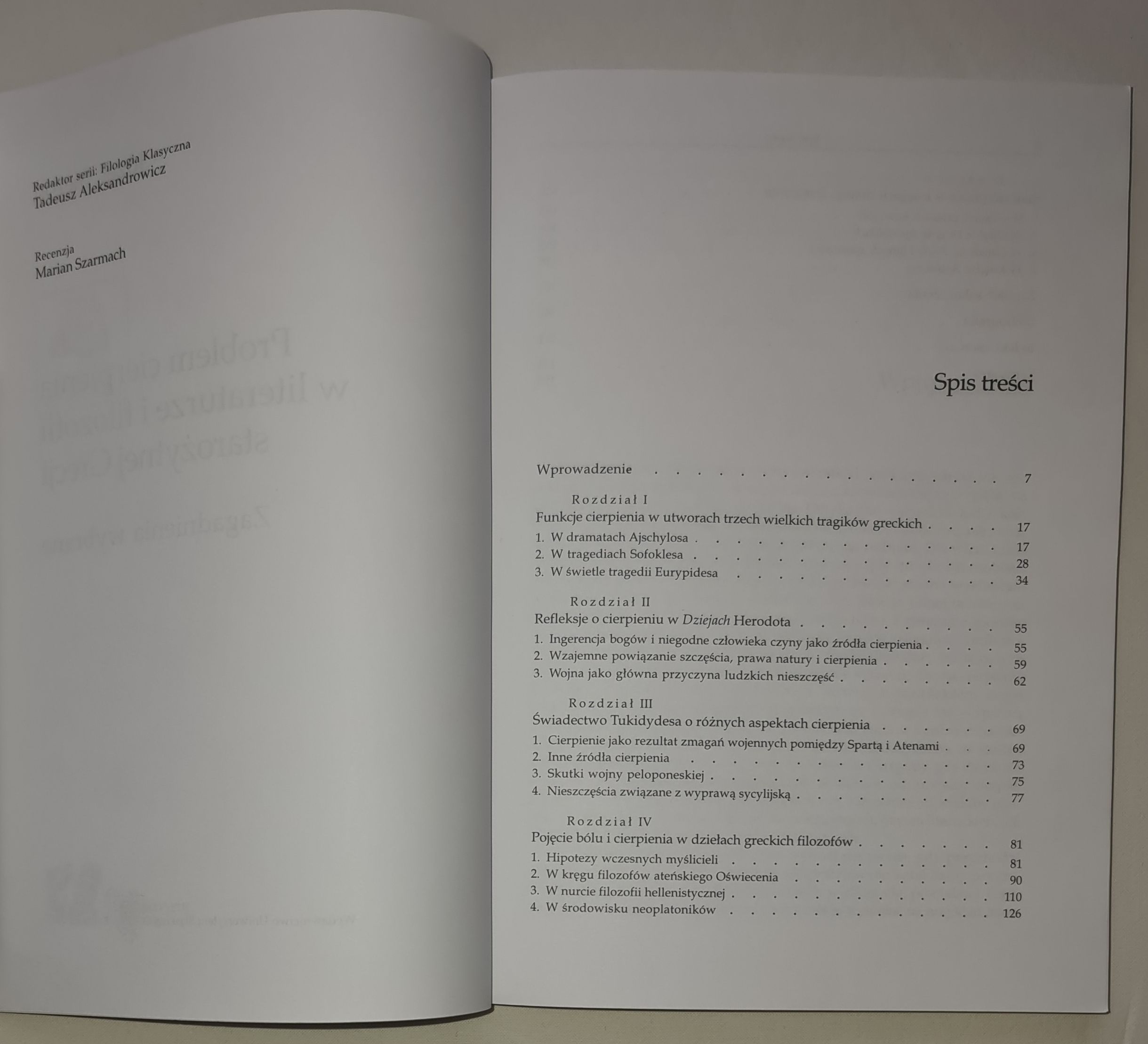 Problem cierpienia w literaturze i filozofii starożytnej Grecji. Zagadnienia wybrane