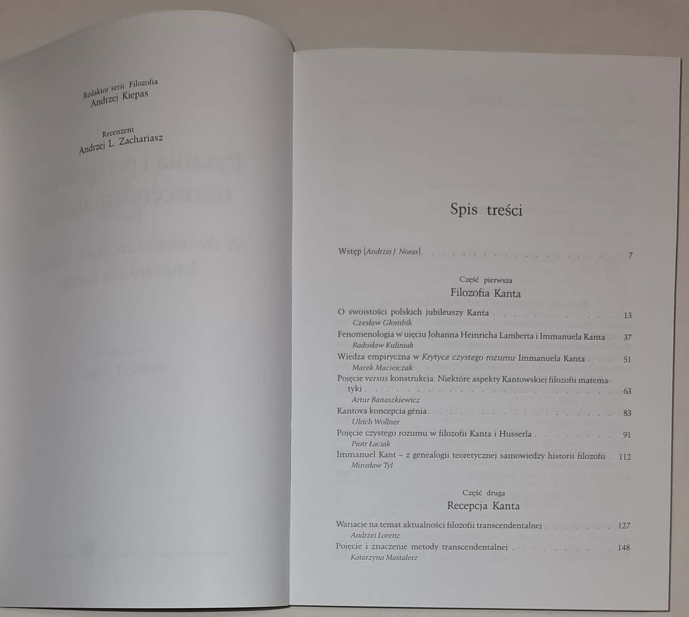 Pytania i perspektywy transcendentalizmu. W dwusetną rocznicę śmierci Immanuela Kanta