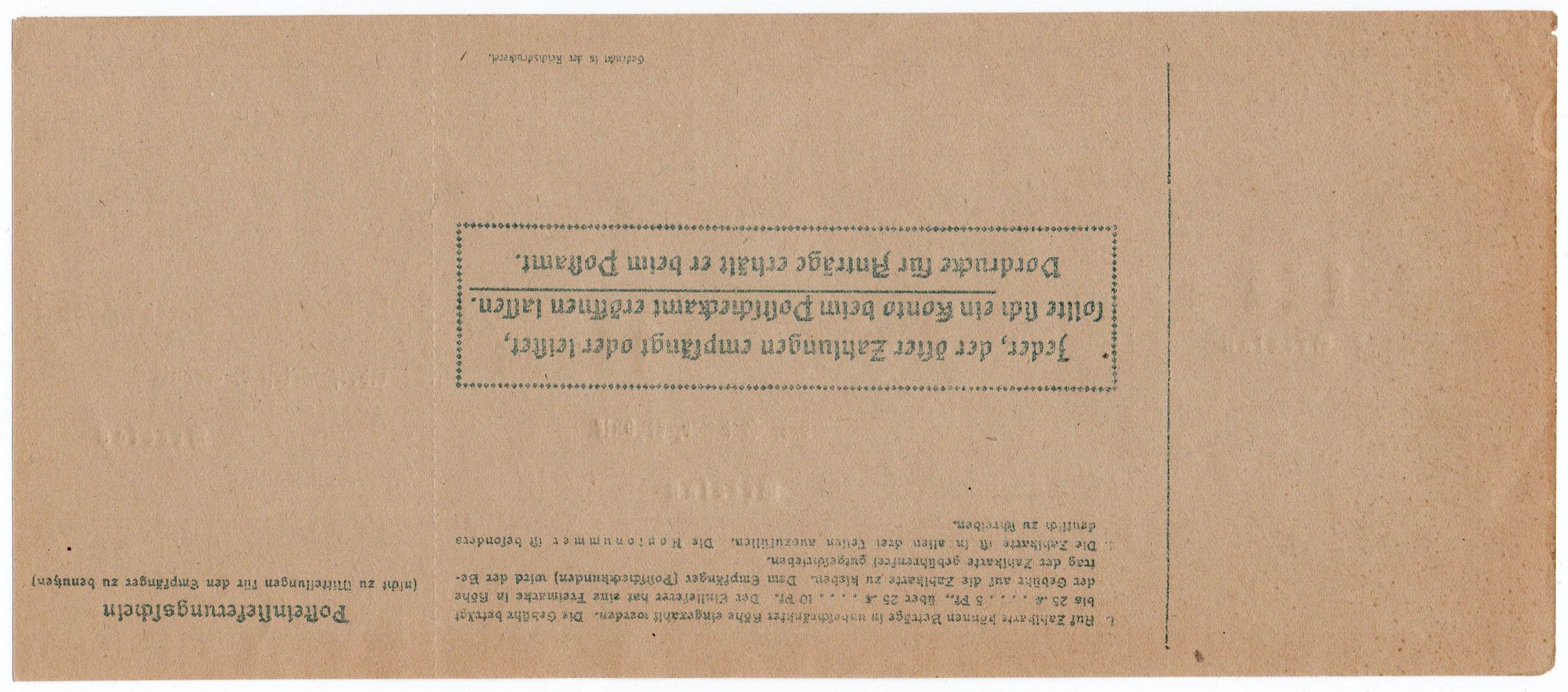 Adolf Priester Rybnik Zahlkarte - Przekaz pocztowy firmowy - Judaika - Żydzi Górnośląscy 1913/1918 ?