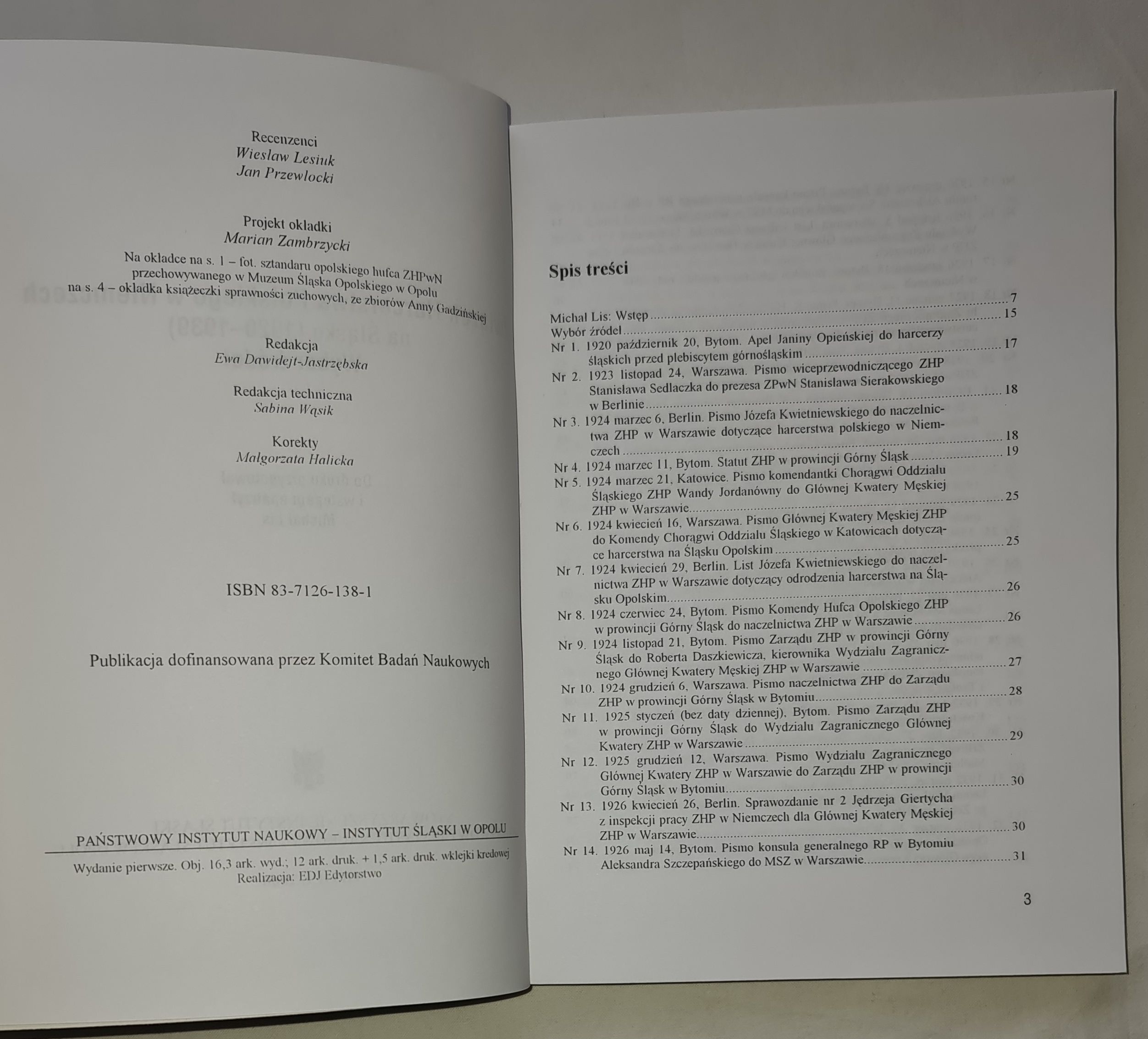 Związek Harcerstwa Polskiego w Niemczech na Śląsku (1920-1939) Wybór źródeł